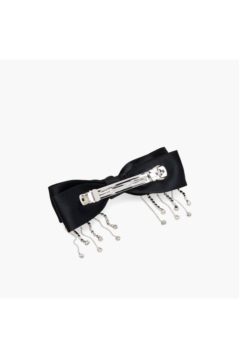 LIFESTYLE Bow Barrette Hair Clamp with Pearl Embellishment - Image 3